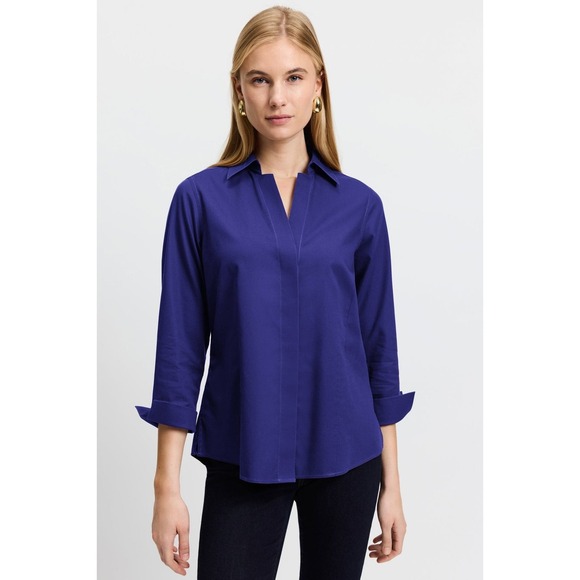 NWT Foxcroft Taylor No Iron Pinpoint 3/4 Sleeve Shirt Sz 12 - Picture 1 of 7